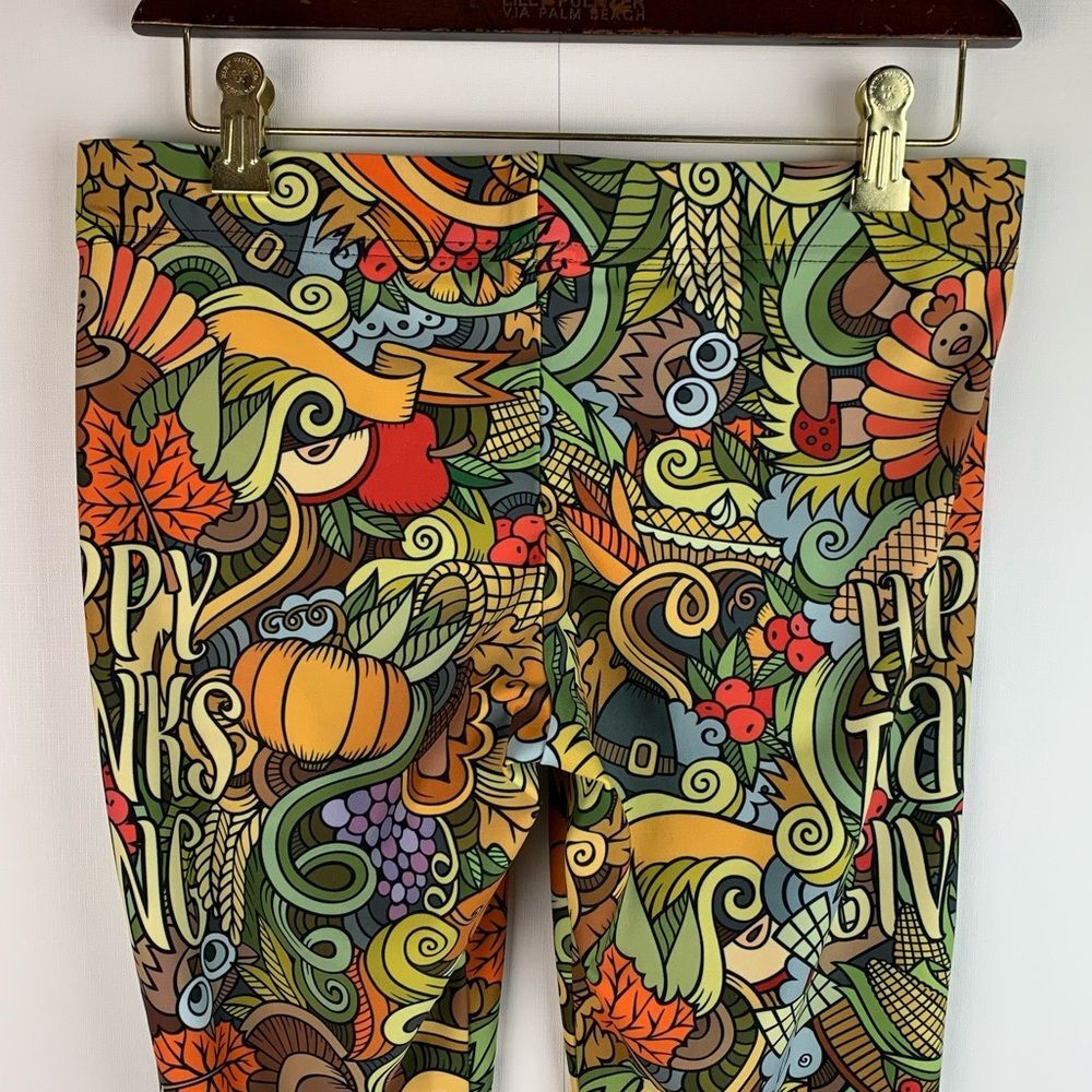 Fiercepulse women’s Happy Thanksgiving Yoga leggings pants size Large Pumpkin - Picture 4 of 6